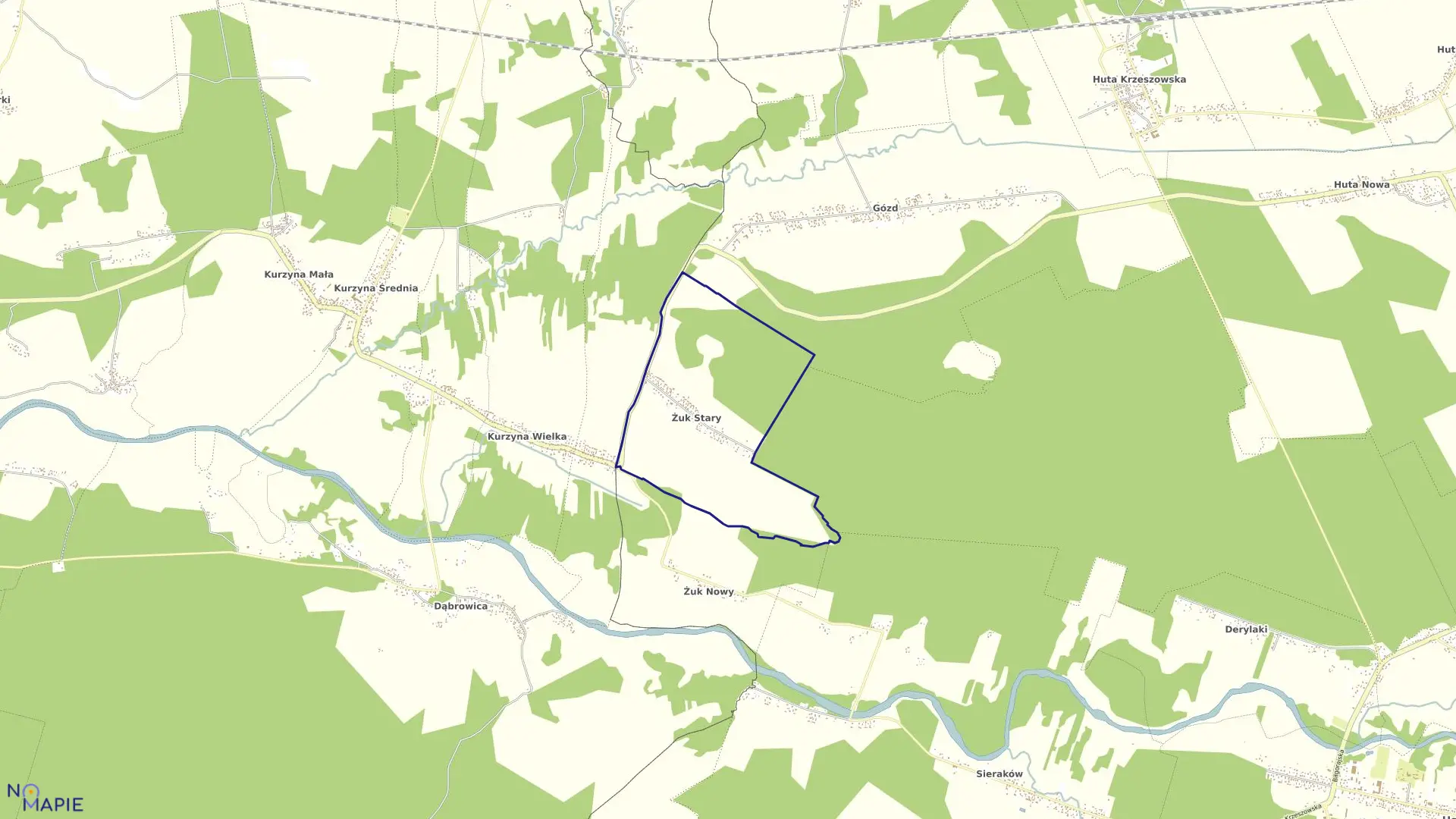 Mapa obrębu Żuk Stary w gminie Harasiuki